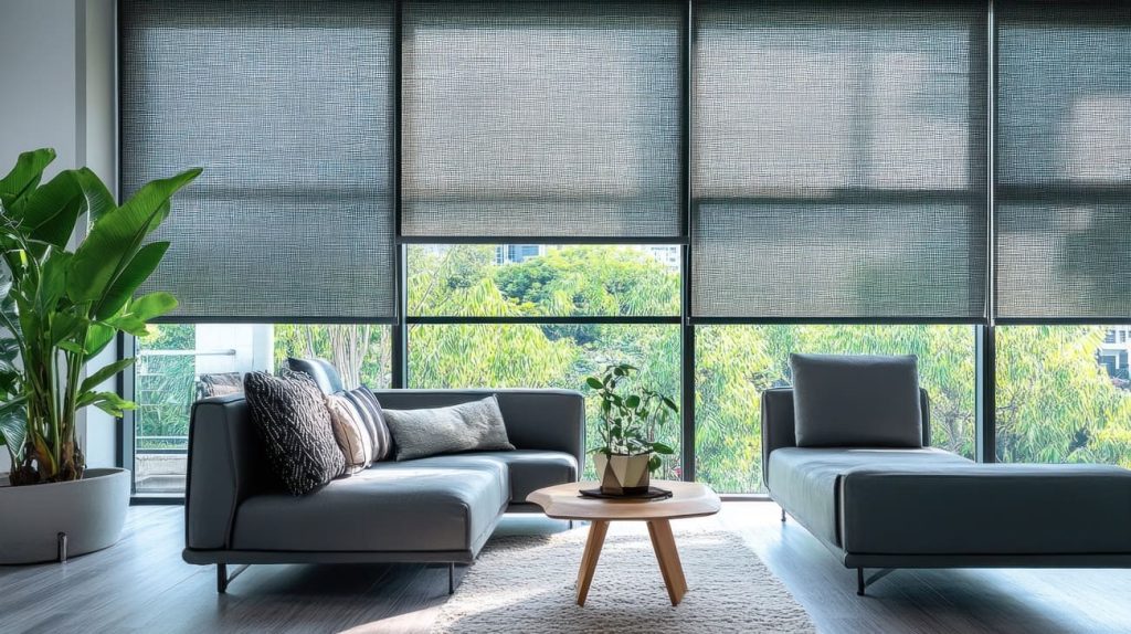 diseno-interior-moderno-de-la-sala-de-estar-con-sofa-gris-y-persianas